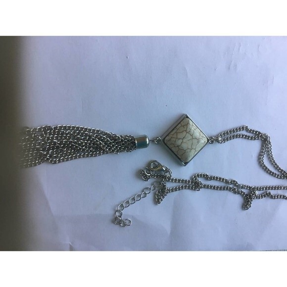 Long Silver Necklace with Tassel - Picture 3 of 3